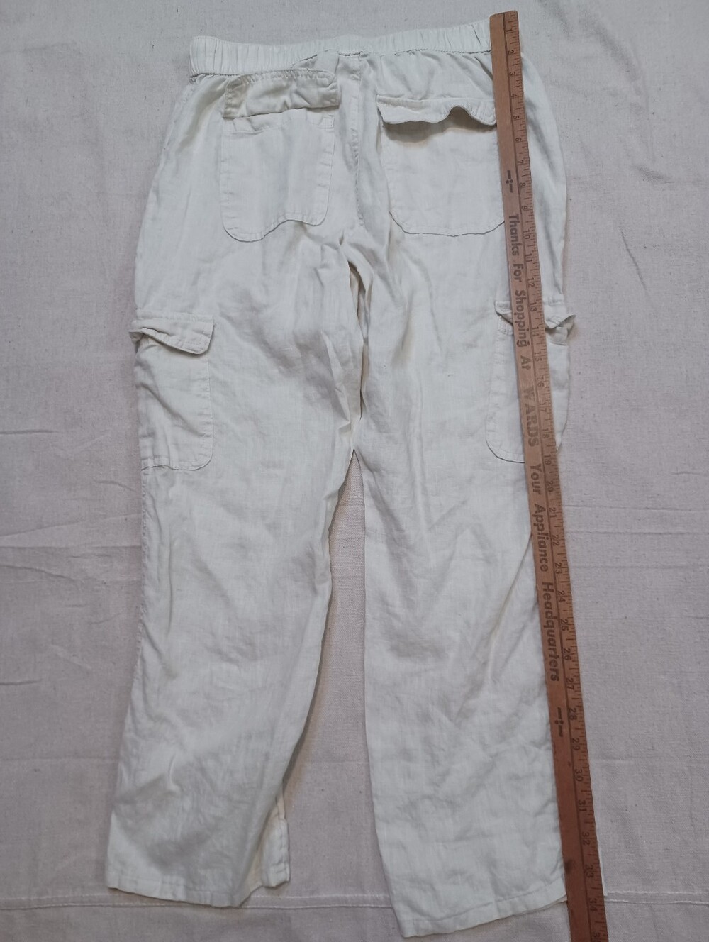 Nicole Miller Linen Cropped Cargo Drawstring Pants Women's Size Small - Picture 7 of 7